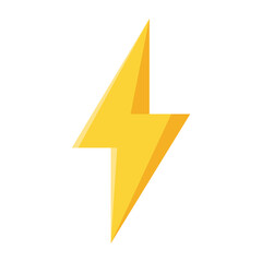 yellow lightning bolt flash and thunder icon cartoon style isolated on white background.