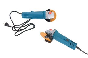 Grinder machine with electric wire and plug isolated on white