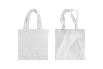 Canvas bag or Cloth bags instead of plastic bags in shopping for the environment. isolated on white background  with clipping path include for design usage purpose.