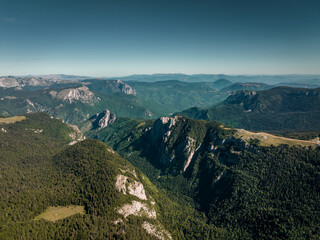 Obraz premium Maglic Mountain on the border of Bosnia and Herzegovina and Montenegro with canyon, Aerial Shot (wide) - Sutjeska National Park