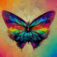 Colorful abstract tropical butterfly