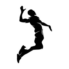 Volleyball Player Silhouette - Volleyball men jumping smash silhouette isolated on with background -  vector illustration