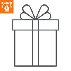 Gift box line icon, outline style icon for web site or mobile app, christmas and surprise, present vector icon, simple vector illustration, vector graphics with editable strokes.