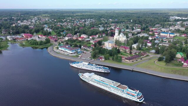 City of Myshkin. Aerial view of the Assumption Cathedral. Russia