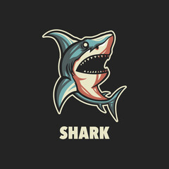 Shark mascot logo for esport gaming or emblem.