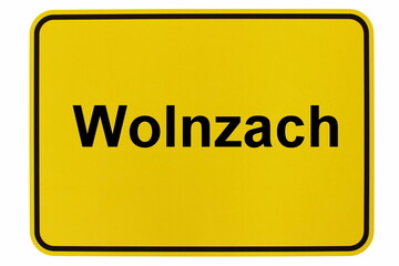 Illustration eines Ortsschildes von Wolnzach in Bayern - obrazy, fototapety, plakaty