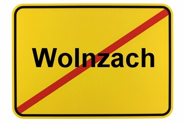 Illustration eines Ortsschildes von Wolnzach in Bayern - obrazy, fototapety, plakaty