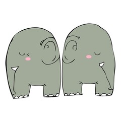 cartoon elephant couple in love