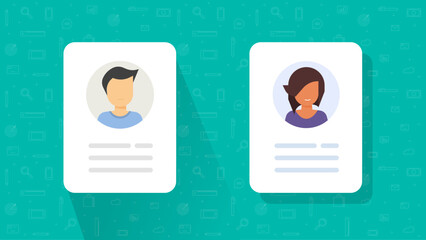 Personal id info icon vector with avatar profile user photo or customer details information data with identity credentials or man and woman person flat cartoon graphic illustration, may account card