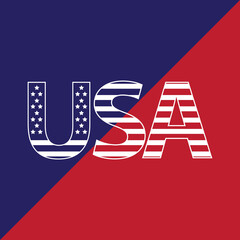 USA icon with red and blue background. perfect for sticker, symbol, print, logo design