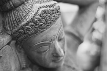 Stone carvings of angels, Apsara, a lady in ancient Khmer art and Hinduism.
