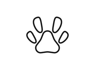Pet paw vector icon on white background.