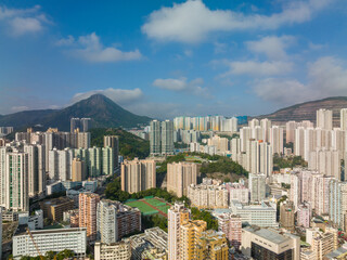 Obraz premium Top view of Hong Kong city