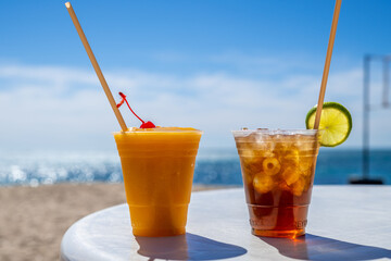 A fruitshake and iced tea in Puerto Penasco, Mexico
