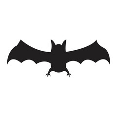 Bat Silhouette, Black flying bat silhouette isolated on white background, vector halloween.