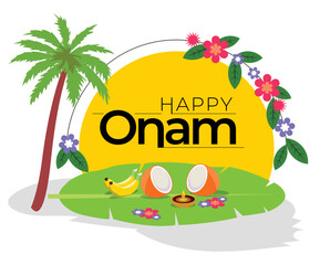 Happy Onam festival in south India, Kerala, vector illustration design