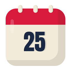 Christmas day number and calendar icon.