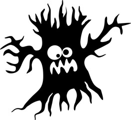 Dead Tree Funny Cartoon Character noir et blanc isolé