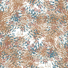 Fantasy messy freehand doodle geometric shapes seamless pattern. Infinity ditsy scribble abstract card, layout. Creative background. Textile, fabric, wrapping paper.