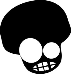 Crâne noir Funny Halloween Character noir et blanc isolé