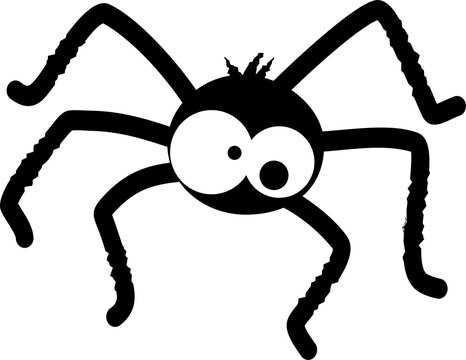 Spider Funny Halloween Cartoon Character Black and white isolated