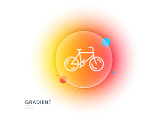 Bicycle transport line icon. Gradient blur button with glassmorphism. Bike public transportation sign. Driving symbol. Transparent glass design. Bicycle line icon. Vector