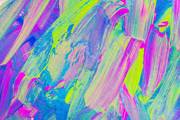 Abstract art background hand drawn acrylic painting. Brushstrokes colorful texture acrylic paint on canvas. picture for artwork design. Modern contemporary art.