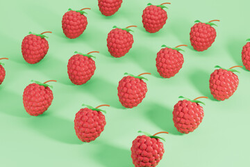 3d rendering different fruit