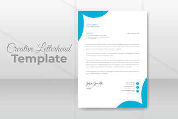 Modern letterhead business style design template with blue color.