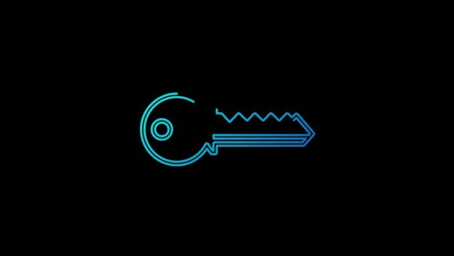 Cyber security and password safety with Key line symbol loopable background. Cyber technology abstract concept icon seamless and loop simple animation.
