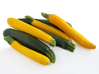 green and yellow zucchini as tasty vegetable for cookin meals or salads