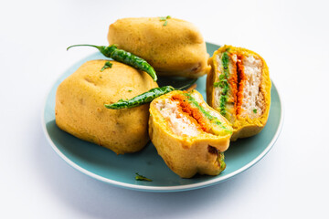 Ulta Vada Pav is made with a spicy potato stuffed bun, called pav inside vada, inside out wada pao