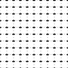 Square seamless background pattern from geometric shapes are different sizes and opacity. The pattern is evenly filled with big black paper boat symbols. Vector illustration on white background