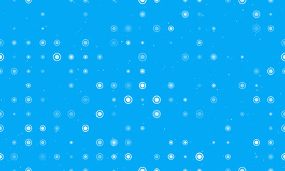 Naklejka na ściany i meble Seamless background pattern of evenly spaced white radio button symbols of different sizes and opacity. Vector illustration on light blue background with stars