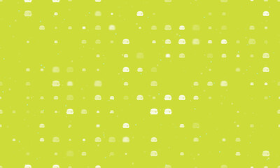 Seamless background pattern of evenly spaced white hamburger symbols of different sizes and opacity. Vector illustration on lime background with stars