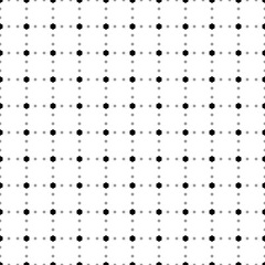 Square seamless background pattern from geometric shapes are different sizes and opacity. The pattern is evenly filled with small black hexagon symbols. Vector illustration on white background