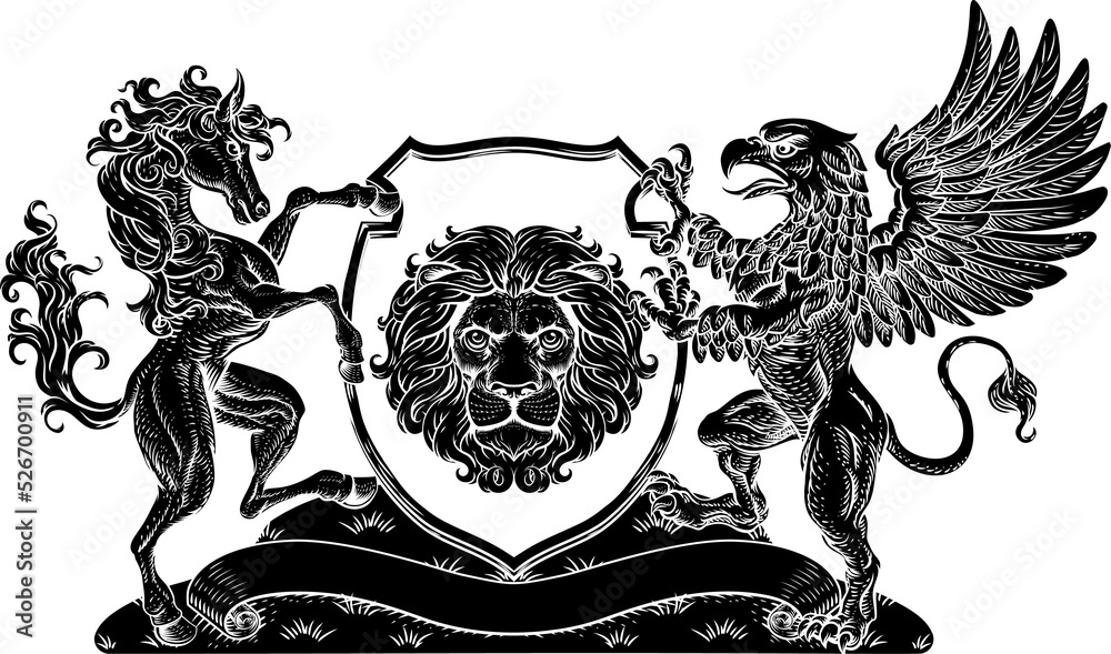 Wall mural Coat of Arms Crest Griffin Horse Family Shield