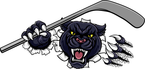 Panther Ice Hockey Player Animal Sports Mascot