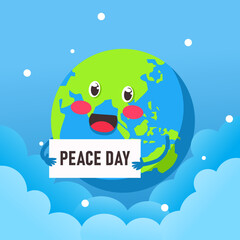 Earth Peace day cute cartoon vector