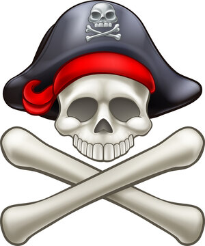 Pirate Hat Cartoon Skull and Crossbones