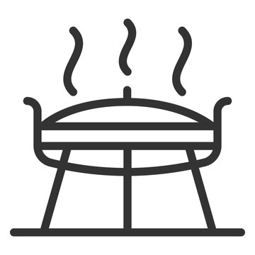 Harrow disc frying pan, saj with lid and stand - icon, illustration on white background, outline style
