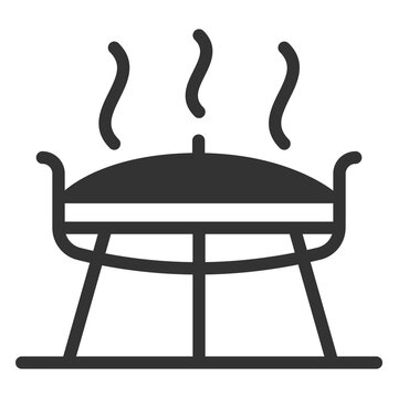 Harrow disc frying pan, saj with lid and stand - icon, illustration on white background, glyph style
