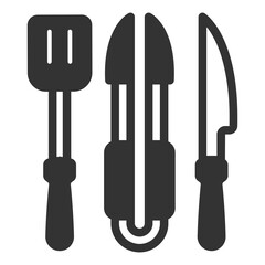 Grill, barbecue set - icon, illustration on white background, glyph style