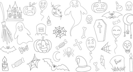 Doodle halloween sketch,outline vector, isolated