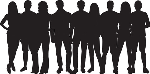 silhouette crowd of people isolated, vector