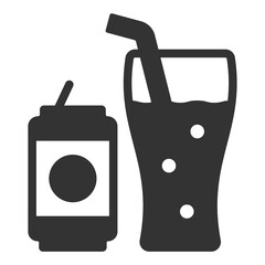Drink jar, glass with cola and straw - icon, illustration on white background, glyph style