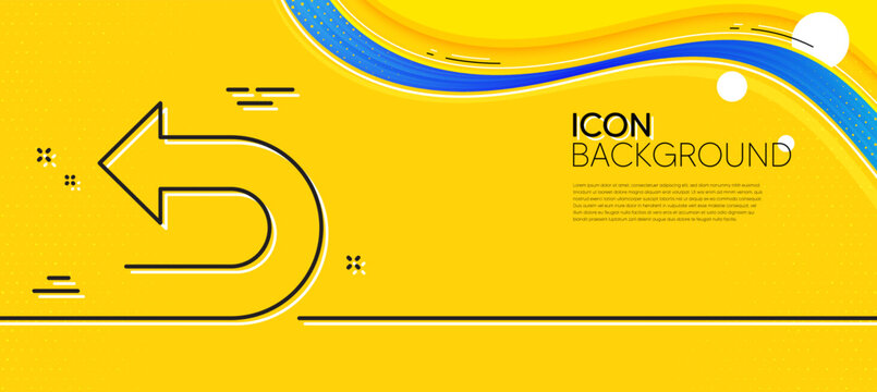 Undo arrow line icon. Abstract yellow background. Left turn direction symbol. Navigation pointer sign. Minimal undo line icon. Wave banner concept. Vector