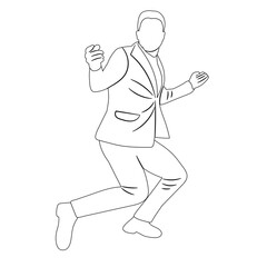 man dancing sketch, contour vector