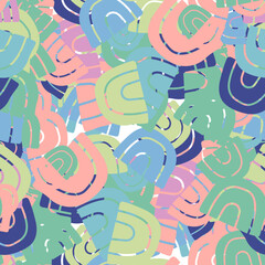 Fantasy messy freehand doodle geometric shapes seamless pattern. Infinity ditsy scribble abstract card, layout. Creative background. Textile, fabric, wrapping paper.