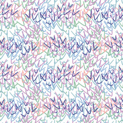 Fantasy messy freehand doodle geometric shapes seamless pattern. Infinity ditsy scribble abstract card, layout. Creative background. Textile, fabric, wrapping paper.